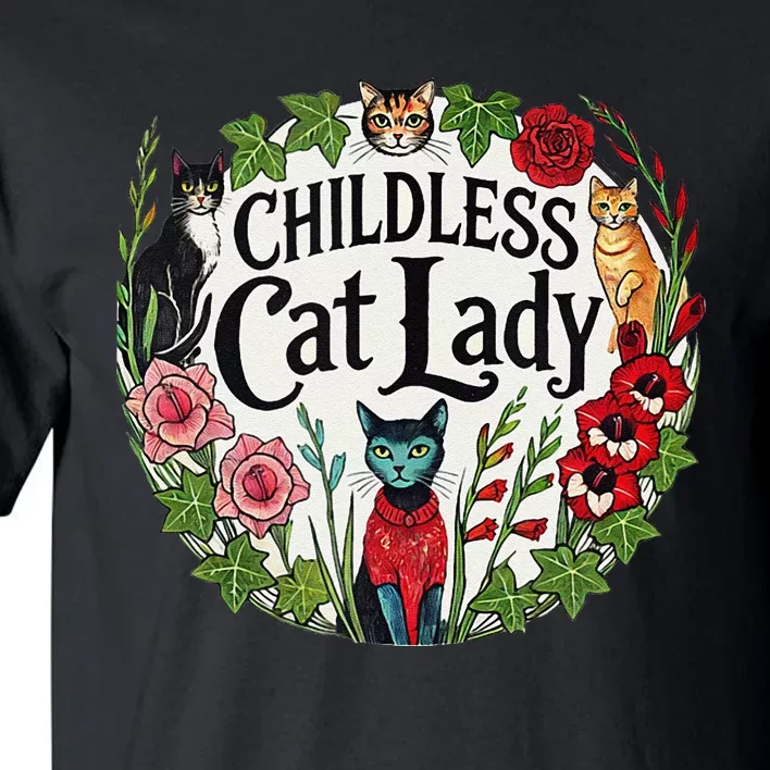 Childless Cat Lady Illustration Tall T-Shirt