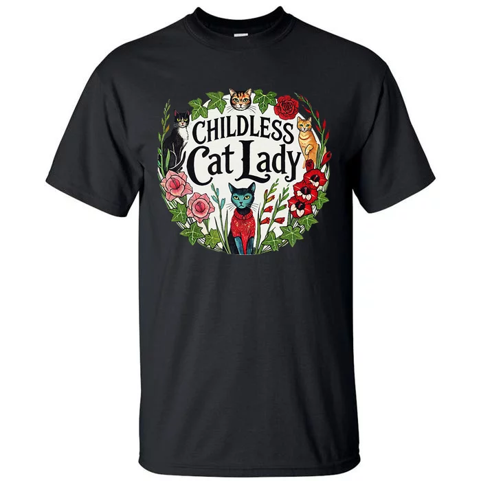 Childless Cat Lady Illustration Tall T-Shirt