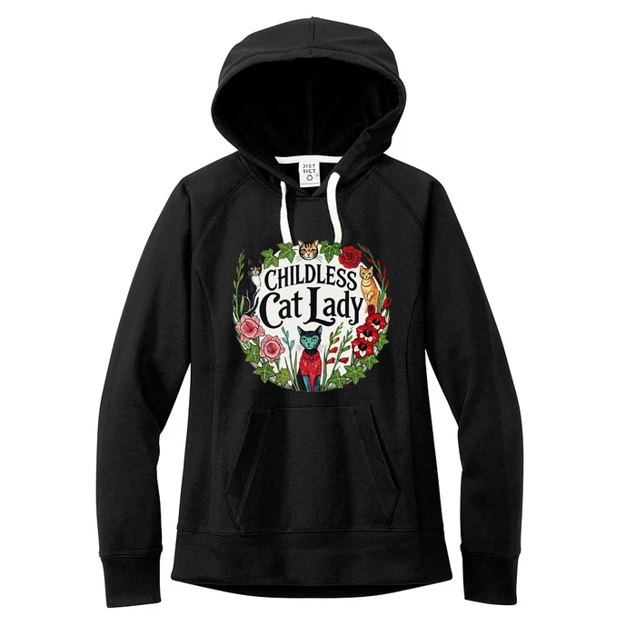 Childless Cat Lady Illustration Women's Fleece Hoodie