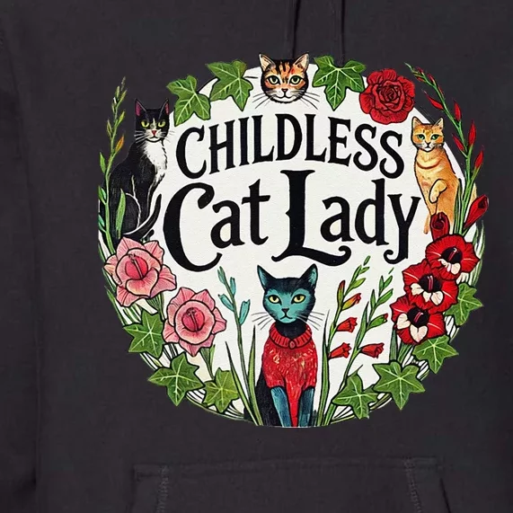 Childless Cat Lady Illustration Premium Hoodie