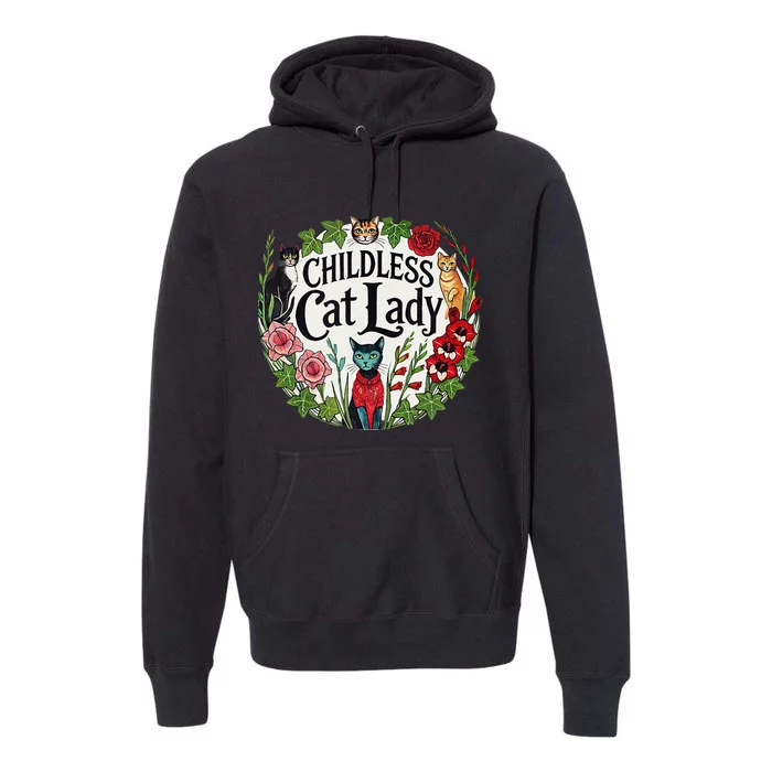 Childless Cat Lady Illustration Premium Hoodie