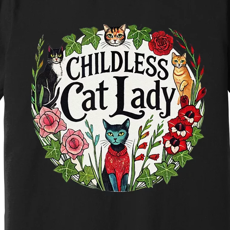 Childless Cat Lady Illustration Premium T-Shirt