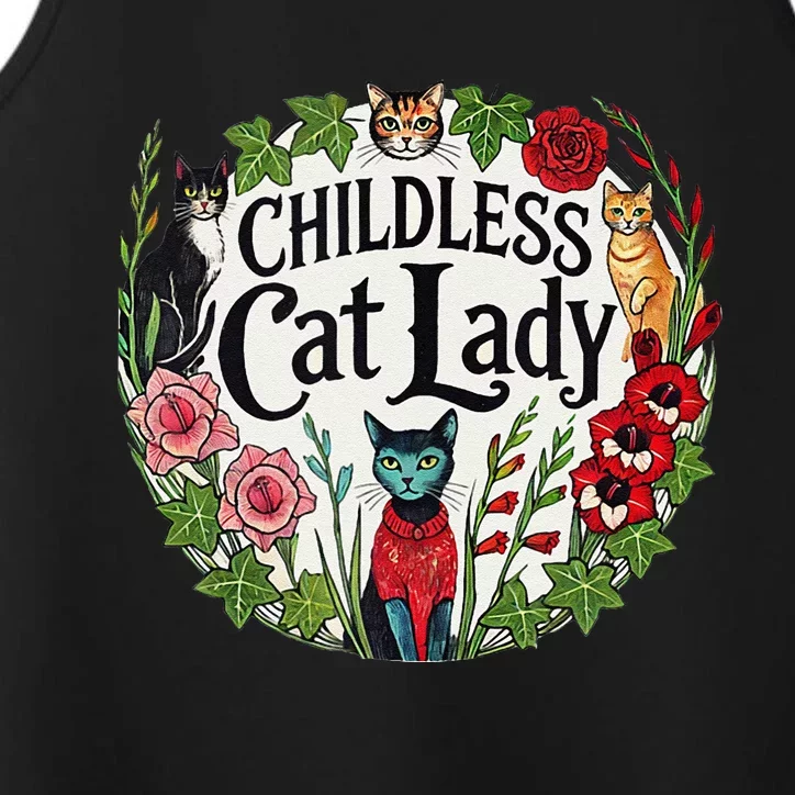 Childless Cat Lady Illustration Performance Tank