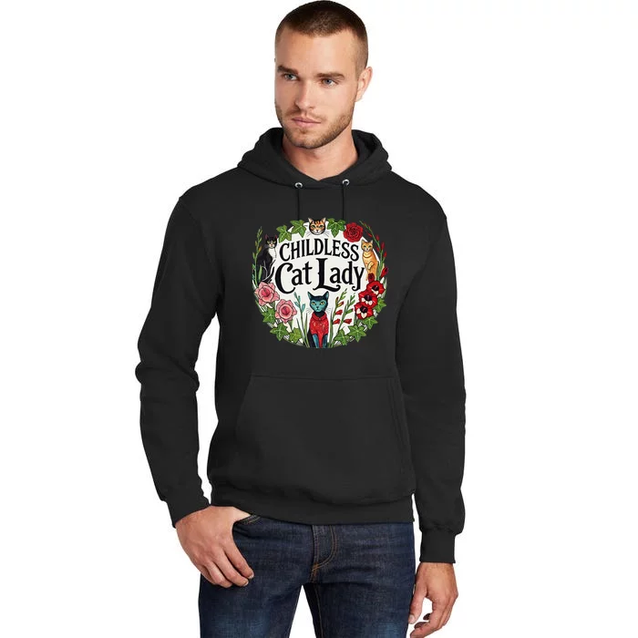 Childless Cat Lady Illustration Tall Hoodie