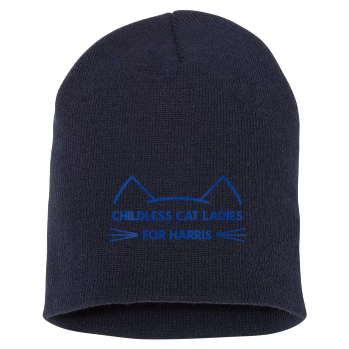 Childless Cat Ladies Vote Kamala Harris President 2024 Short Acrylic Beanie