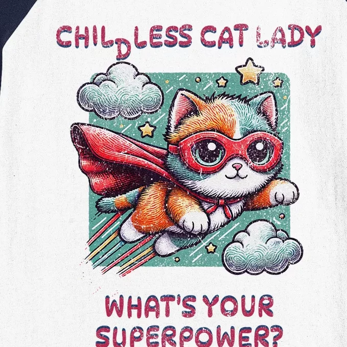 Childless Cat Lady WhatS Your Superpower Baseball Sleeve Shirt