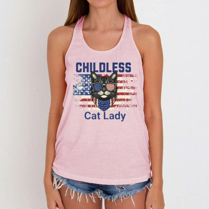 Childless Cat Lady Votes Cat Lover Feminist Women's Knotted Racerback Tank