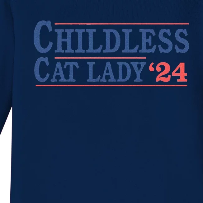 Childless Cat Lady Voting Election 2024 Usa Baby Long Sleeve Bodysuit