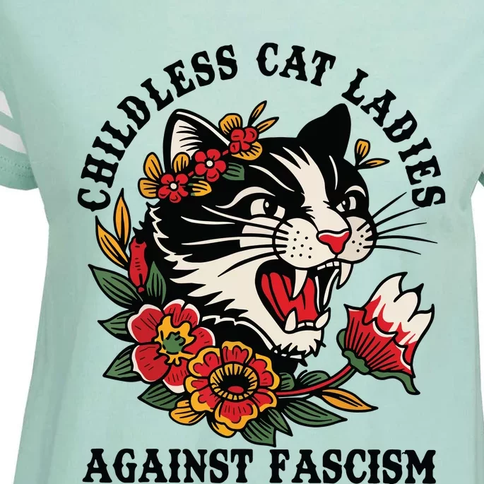 Childless Cat Ladies Against Fascism Feminist Enza Ladies Jersey Football T-Shirt