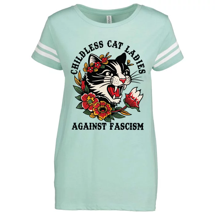 Childless Cat Ladies Against Fascism Feminist Enza Ladies Jersey Football T-Shirt