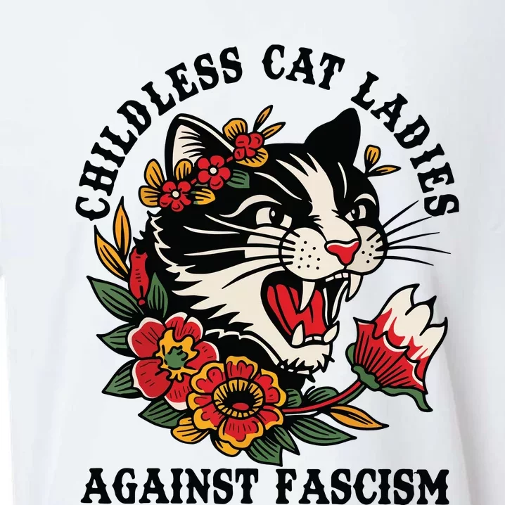 Childless Cat Ladies Against Fascism Feminist Sueded Cloud Jersey T-Shirt