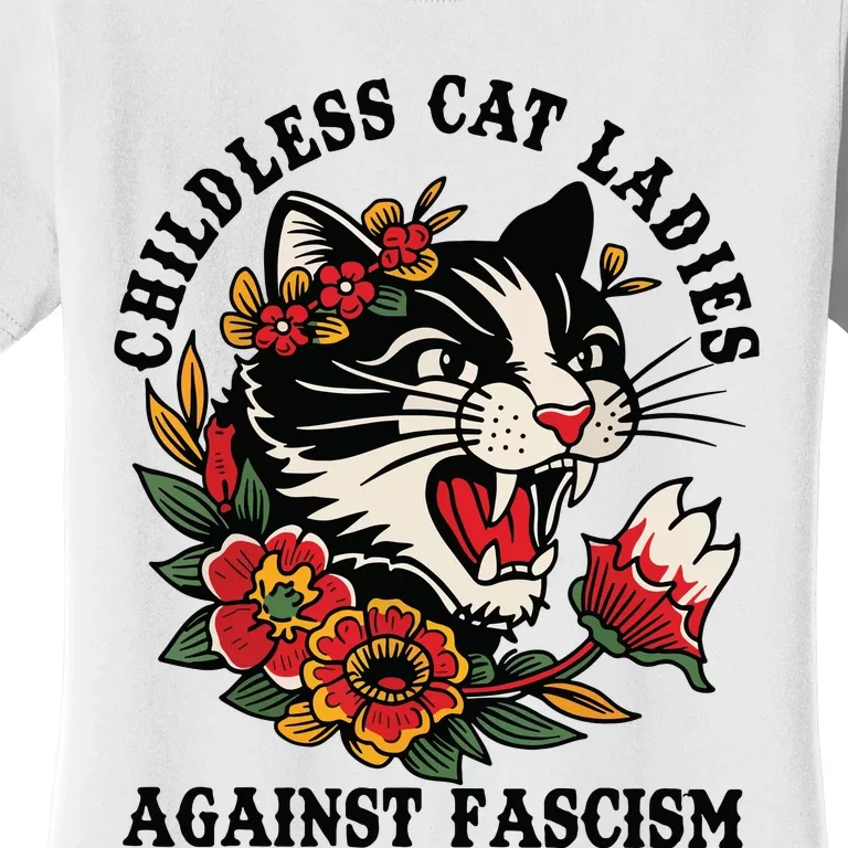 Childless Cat Ladies Against Fascism Feminist Women's T-Shirt