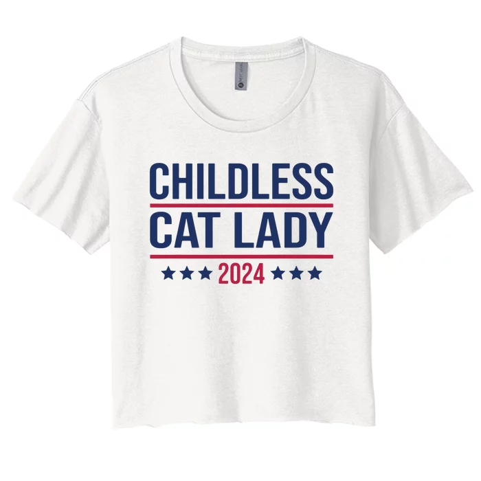 Childless Cat Lady 2024 For President Women's Crop Top Tee