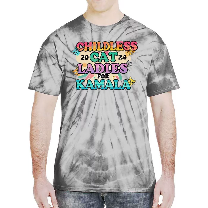 Childless Cat Lady Voting For Kamala President Tie-Dye T-Shirt