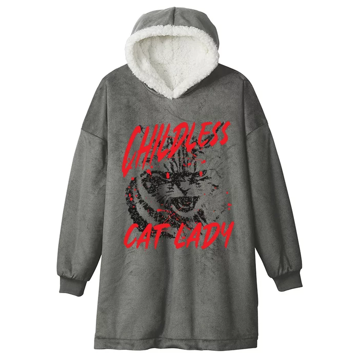 Childless Cat Lady Kamala For President 2024 Hooded Wearable Blanket