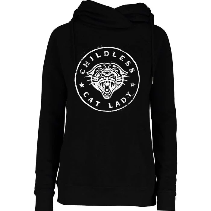 Childless Cat Lady Womens Funnel Neck Pullover Hood