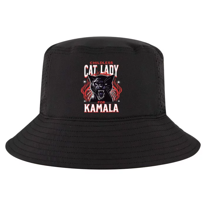 Childless Cat Lady For Kamala Harris 2024 President Election Cool Comfort Performance Bucket Hat