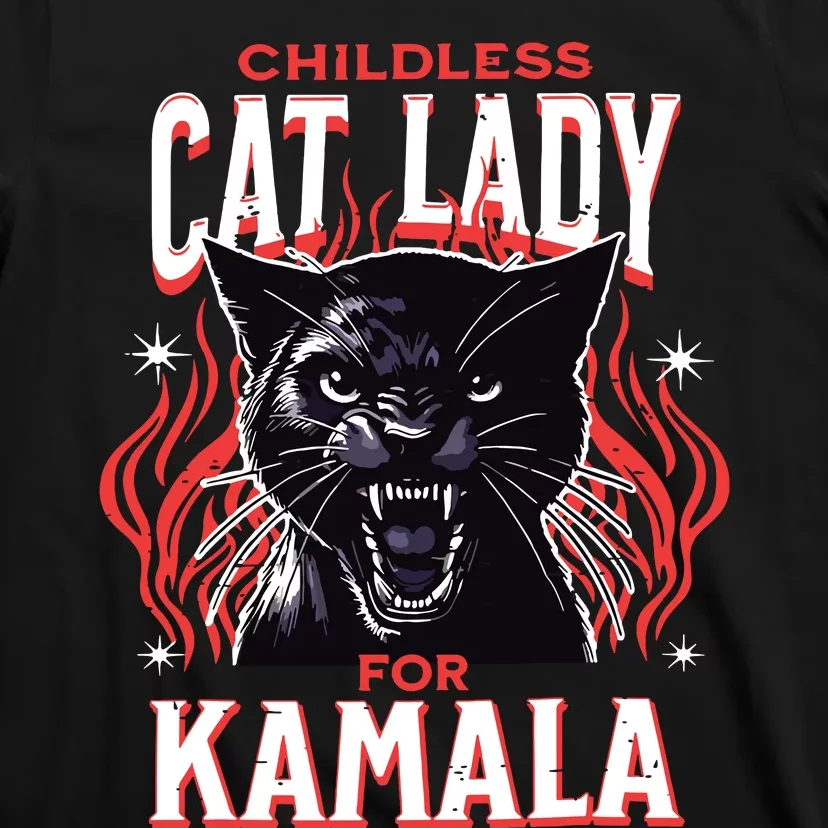 Childless Cat Lady For Kamala Harris 2024 President Election T-Shirt