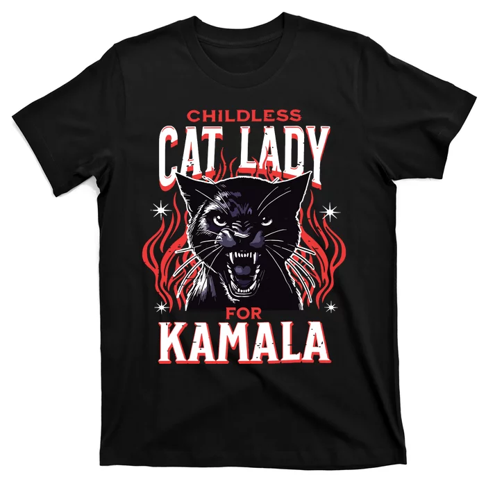 Childless Cat Lady For Kamala Harris 2024 President Election T-Shirt