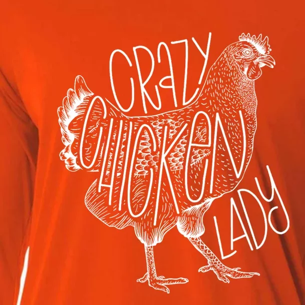 Crazy Chicken Lady Funny Farm Lady Cooling Performance Long Sleeve Crew