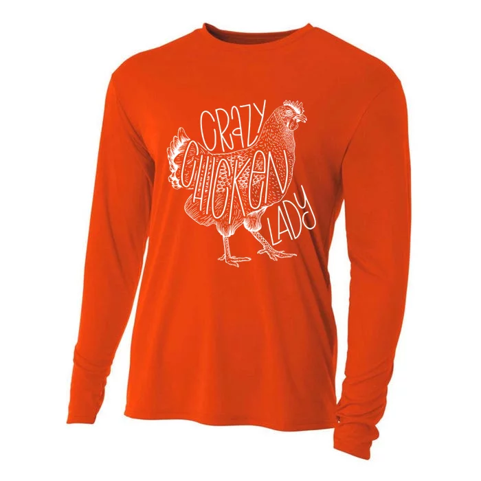 Crazy Chicken Lady Funny Farm Lady Cooling Performance Long Sleeve Crew