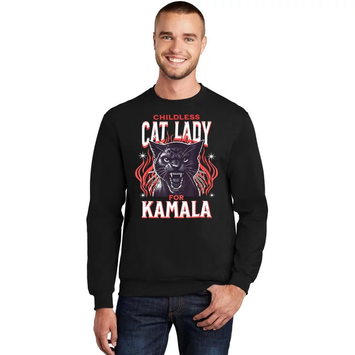 Childless Cat Lady For Kamala Harris 2024 President Election Tall Sweatshirt