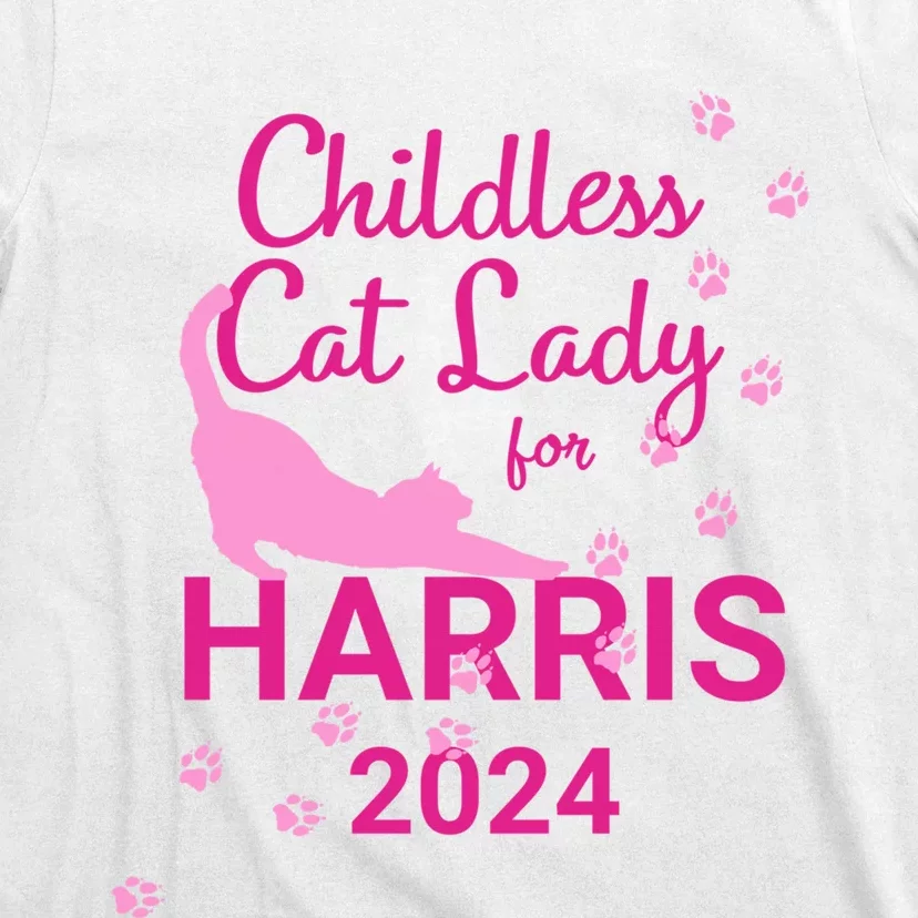 Childless Cat Lady For Harris 2024 Cat Lovers Kamala Harris 2024 T-Shirt