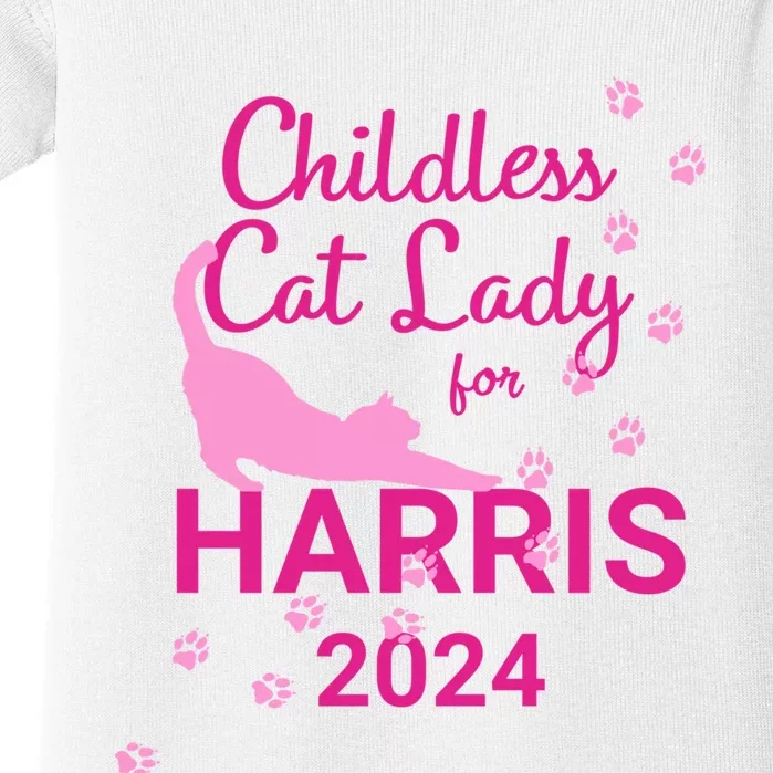 Childless Cat Lady For Harris 2024 Cat Lovers Kamala Harris 2024 Baby Bodysuit