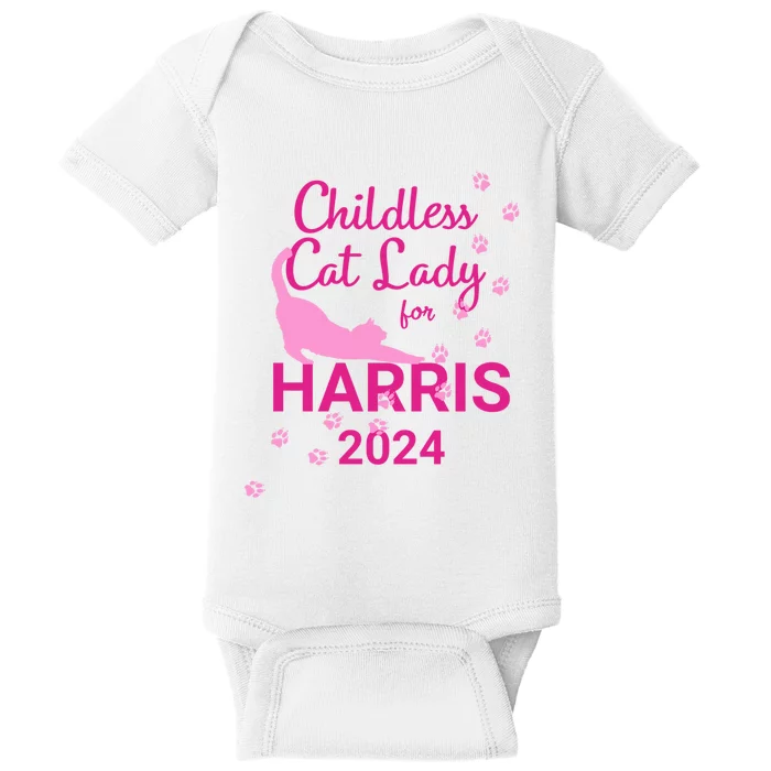 Childless Cat Lady For Harris 2024 Cat Lovers Kamala Harris 2024 Baby Bodysuit