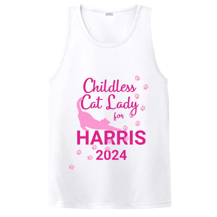 Childless Cat Lady For Harris 2024 Cat Lovers Kamala Harris 2024 Performance Tank