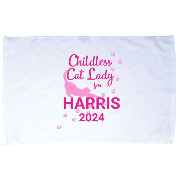 Childless Cat Lady For Harris 2024 Cat Lovers Kamala Harris 2024 Microfiber Hand Towel