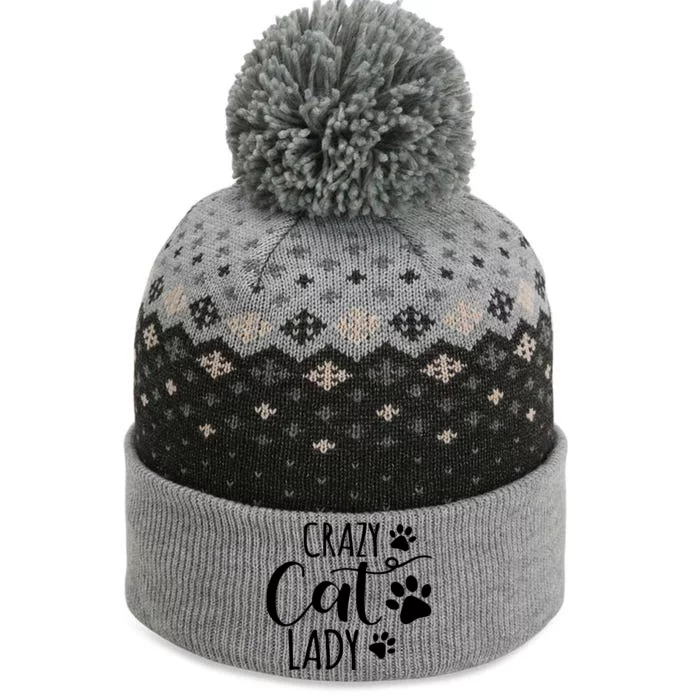 Crazy Cat Lady Funny Cat Meow For Men Women Love Cat The Baniff Cuffed Pom Beanie