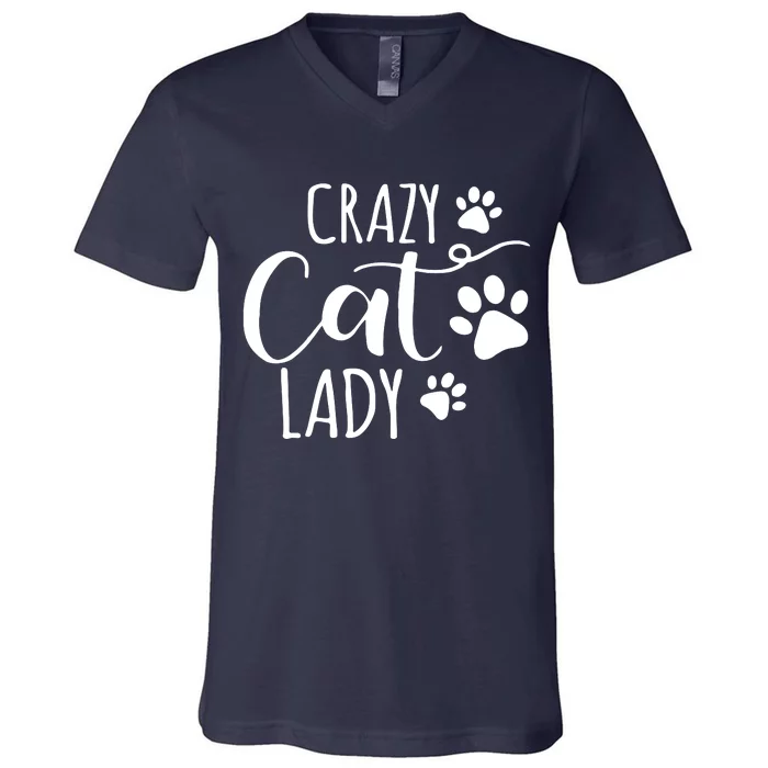 Crazy Cat Lady Funny Cat Meow For Men Women Love Cat V-Neck T-Shirt