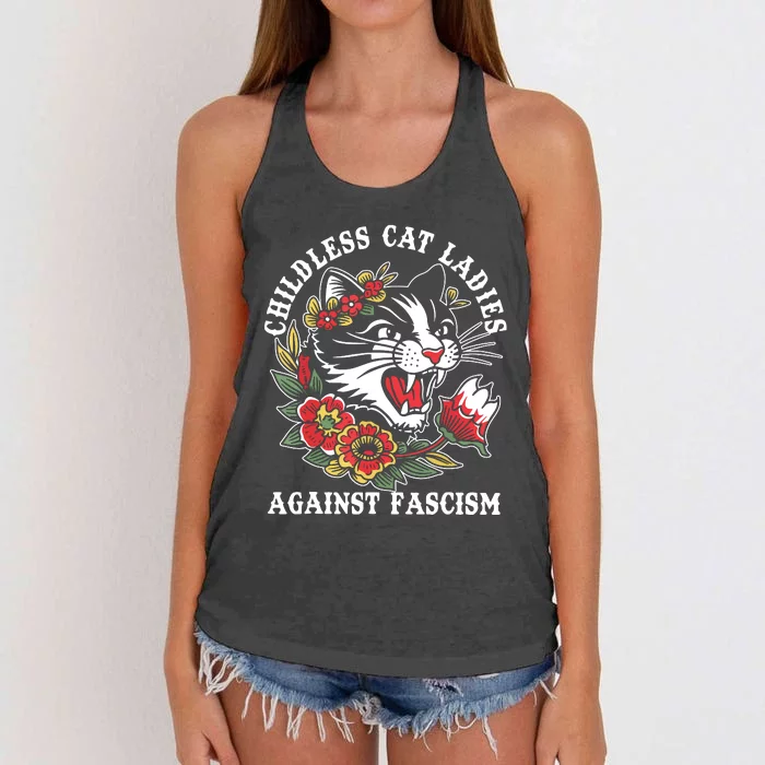 Childless Cat Ladies Voting Election 2024 Usa Vintage Women's Knotted Racerback Tank