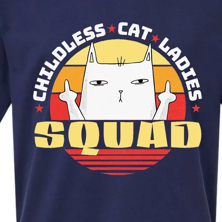 Childless Cat Ladies Squad Club Lady Funny Middle Finger Sueded Cloud Jersey T-Shirt