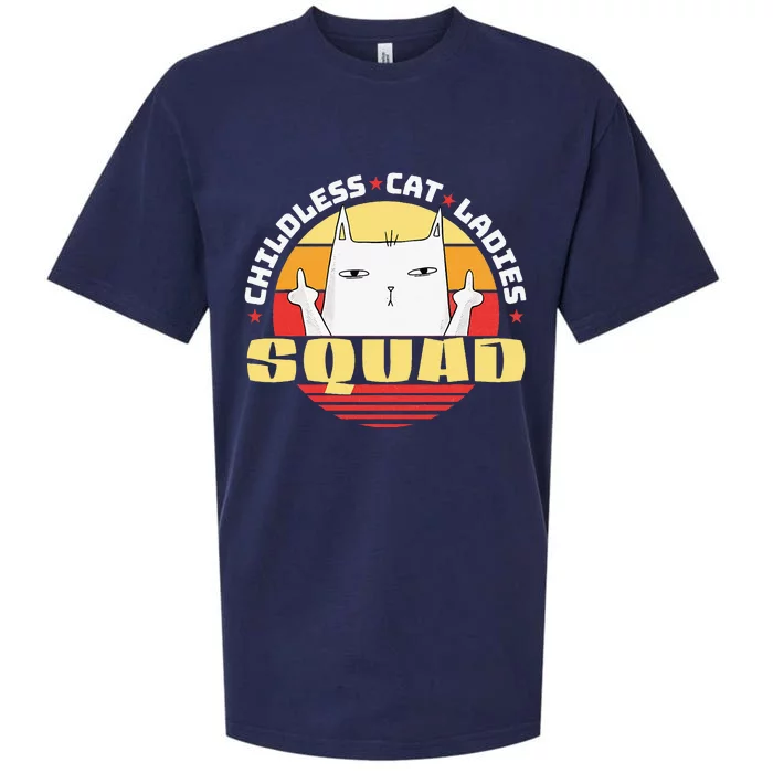 Childless Cat Ladies Squad Club Lady Funny Middle Finger Sueded Cloud Jersey T-Shirt