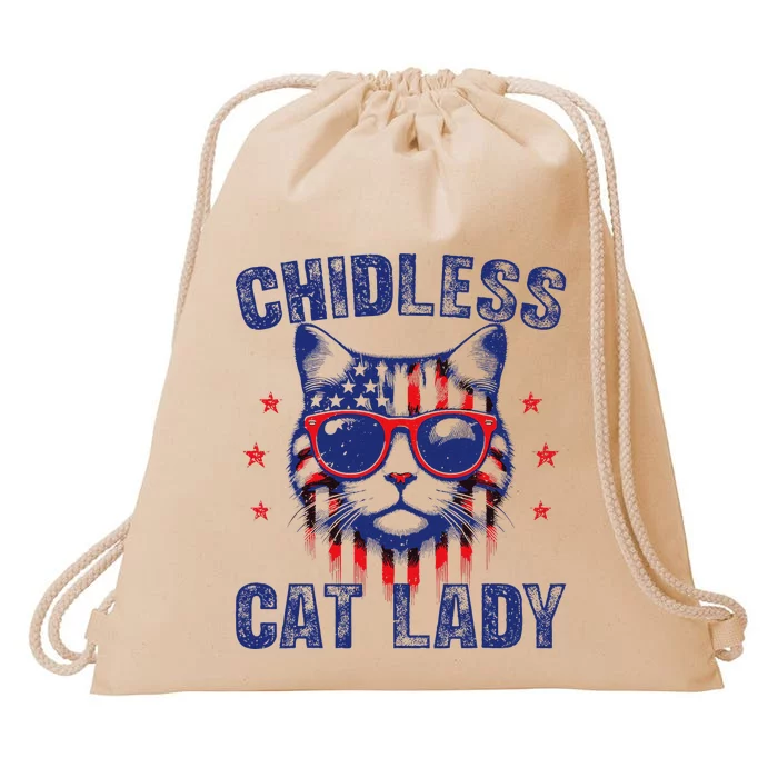 Childless Cat Ladies For Kamala Harris 2024 Election Drawstring Bag