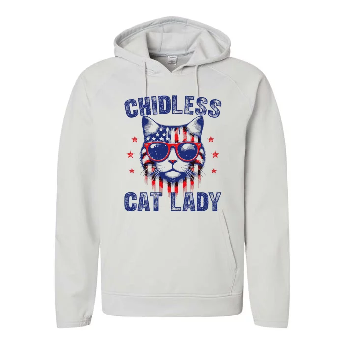 Childless Cat Ladies For Kamala Harris 2024 Election Performance Fleece Hoodie