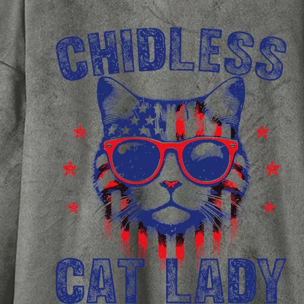 Childless Cat Ladies For Kamala Harris 2024 Election Hooded Wearable Blanket