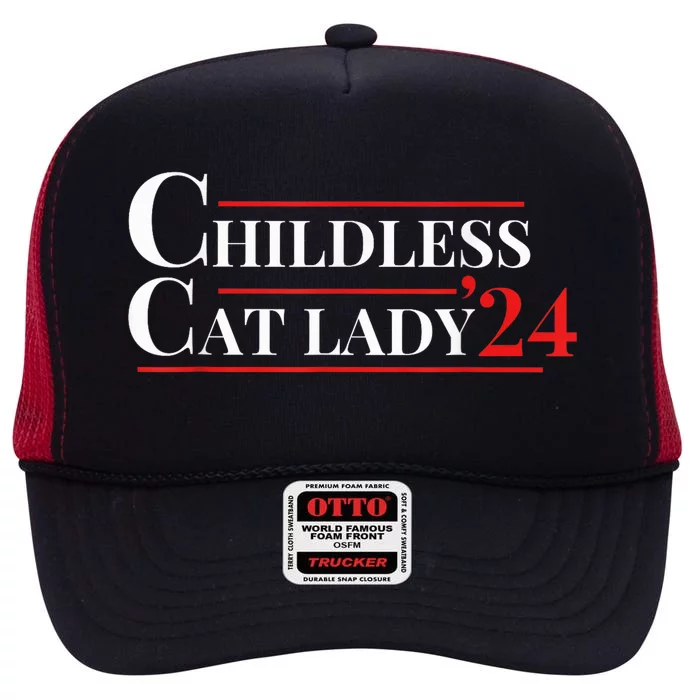 Childless Cat Lady Funny Voting Election 2024 Usa Kamala Harris 2024 High Crown Mesh Trucker Hat