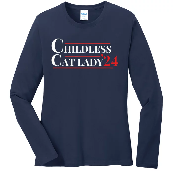 Childless Cat Lady Funny Voting Election 2024 Usa Kamala Harris 2024 Ladies Long Sleeve Shirt