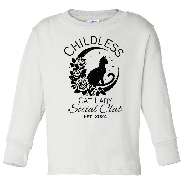 Childless Cat Lady Social Club Meme Cat Kamala Harris 2024 Toddler Long Sleeve Shirt