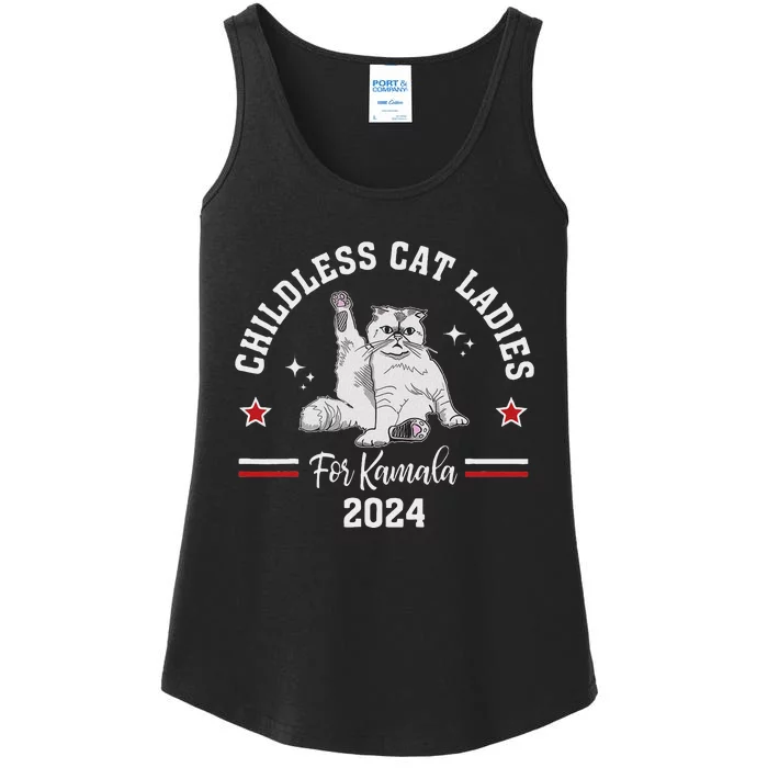 Childless Cat Ladies For Kamala Harris 2024 Election Ladies Essential Tank