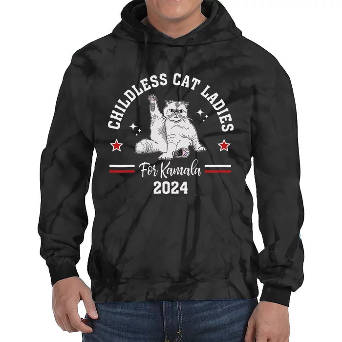 Childless Cat Ladies For Kamala Harris 2024 Election Tie Dye Hoodie