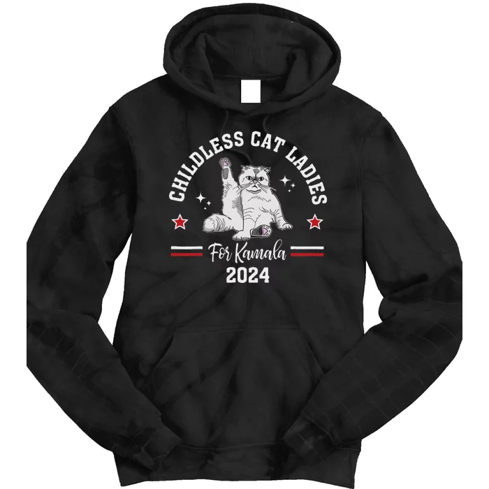 Childless Cat Ladies For Kamala Harris 2024 Election Tie Dye Hoodie