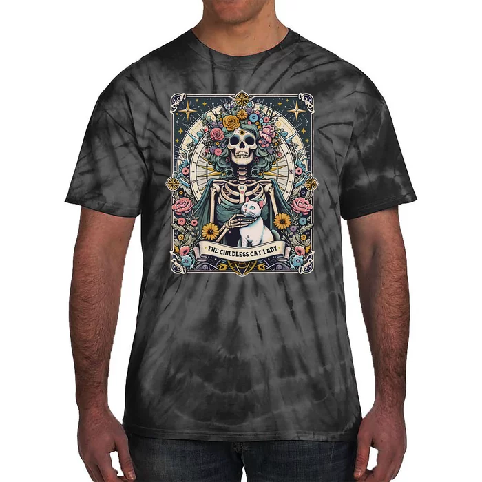 Childless Cat Lady Tarot Card Gift Tie-Dye T-Shirt