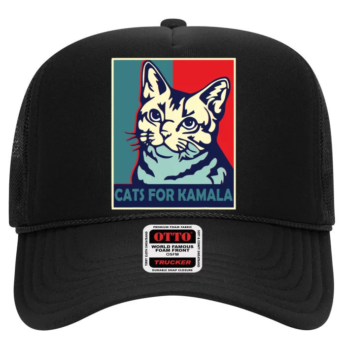 Childless Cat Lady Is Voting Kamala Harris President 2024 High Crown Mesh Trucker Hat