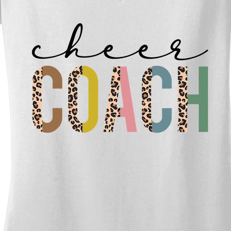 Cheer Coach Leopard Cheerleading Props Cute Cheer For Coach Women's V-Neck T-Shirt