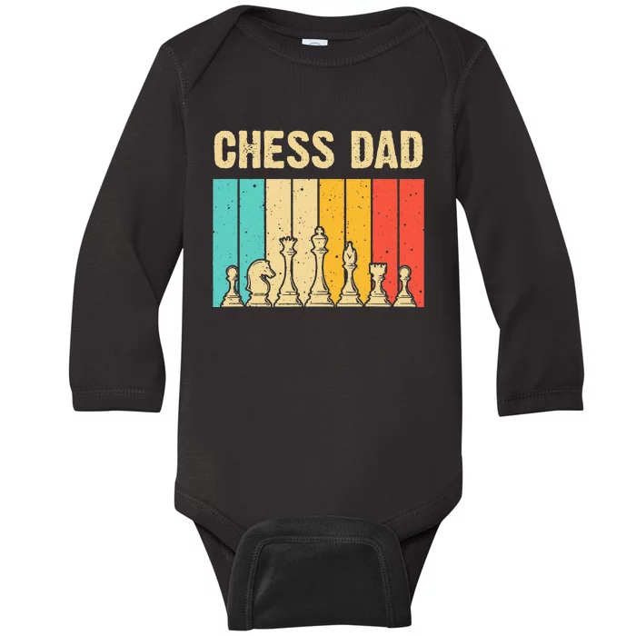 Cool Chess Lover Art For Dad Men Father Novelty Chess Player Baby Long Sleeve Bodysuit