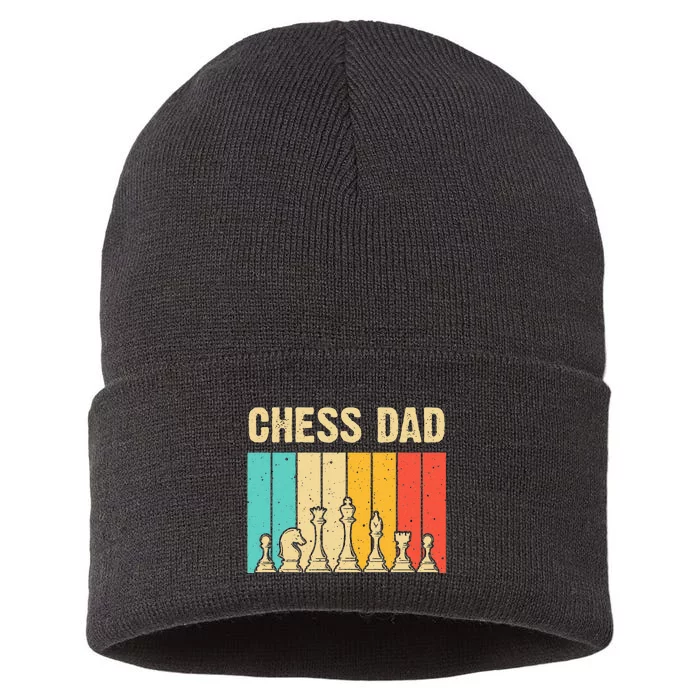 Cool Chess Lover Art For Dad Men Father Novelty Chess Player Sustainable Knit Beanie